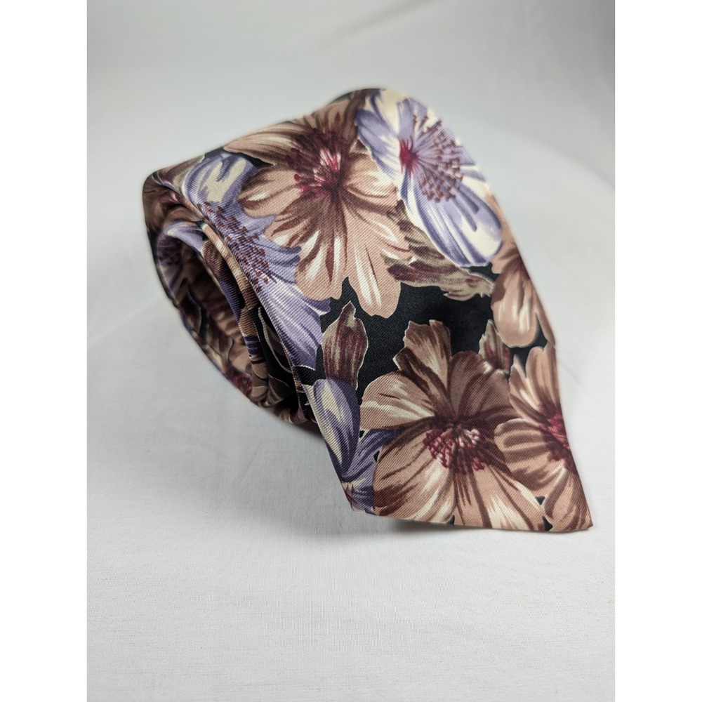 Vintage Joseph Frank Men's Silk Tie Dark Floral 62"X4"